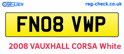 FN08VWP are the vehicle registration plates.