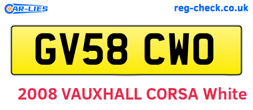 GV58CWO are the vehicle registration plates.