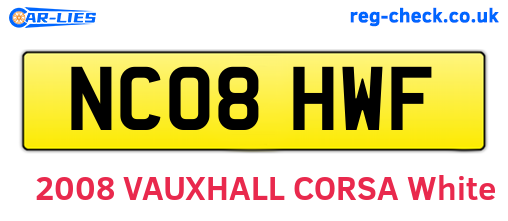 NC08HWF are the vehicle registration plates.