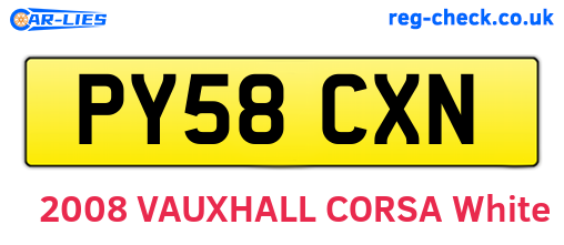 PY58CXN are the vehicle registration plates.