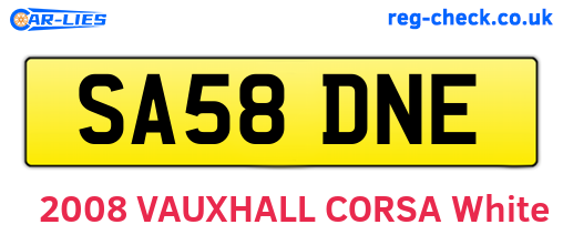 SA58DNE are the vehicle registration plates.