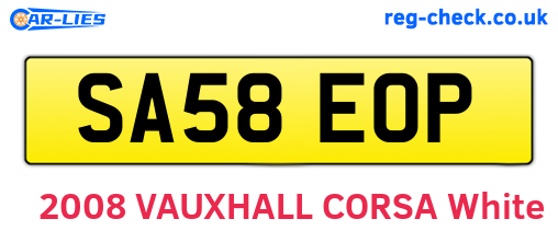 SA58EOP are the vehicle registration plates.