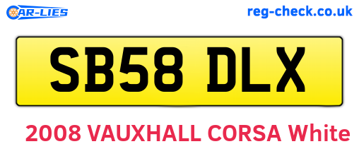 SB58DLX are the vehicle registration plates.