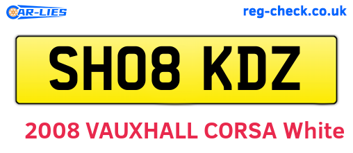 SH08KDZ are the vehicle registration plates.