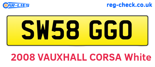 SW58GGO are the vehicle registration plates.