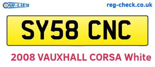SY58CNC are the vehicle registration plates.