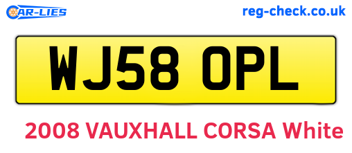 WJ58OPL are the vehicle registration plates.