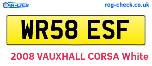 WR58ESF are the vehicle registration plates.