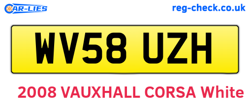WV58UZH are the vehicle registration plates.