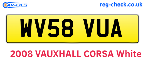 WV58VUA are the vehicle registration plates.