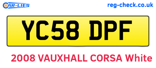 YC58DPF are the vehicle registration plates.