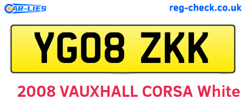 YG08ZKK are the vehicle registration plates.