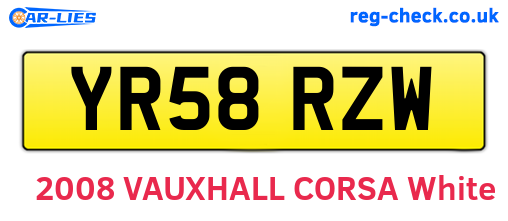 YR58RZW are the vehicle registration plates.