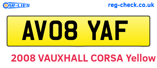 AV08YAF are the vehicle registration plates.