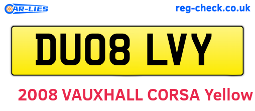DU08LVY are the vehicle registration plates.