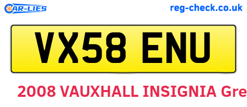 VX58ENU are the vehicle registration plates.