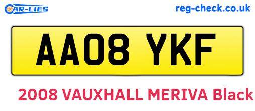 AA08YKF are the vehicle registration plates.