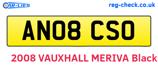 AN08CSO are the vehicle registration plates.