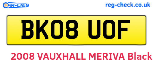BK08UOF are the vehicle registration plates.