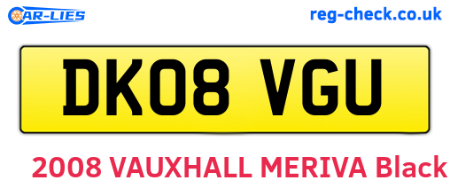 DK08VGU are the vehicle registration plates.