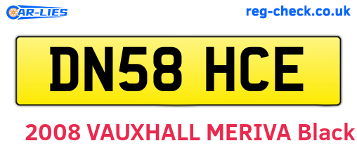 DN58HCE are the vehicle registration plates.