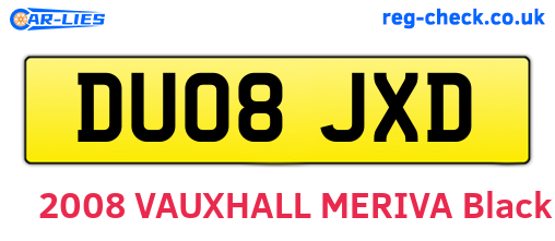DU08JXD are the vehicle registration plates.