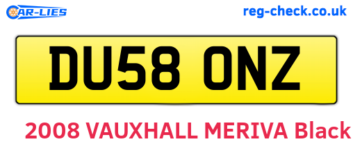 DU58ONZ are the vehicle registration plates.