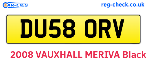 DU58ORV are the vehicle registration plates.