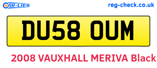 DU58OUM are the vehicle registration plates.