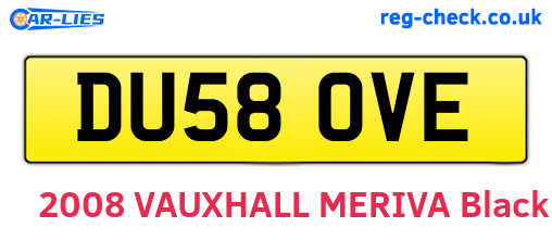 DU58OVE are the vehicle registration plates.