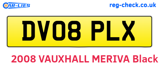 DV08PLX are the vehicle registration plates.
