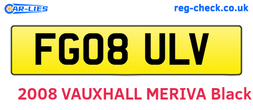 FG08ULV are the vehicle registration plates.