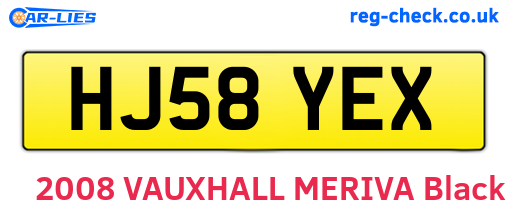 HJ58YEX are the vehicle registration plates.