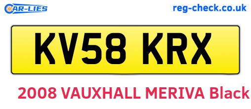 KV58KRX are the vehicle registration plates.