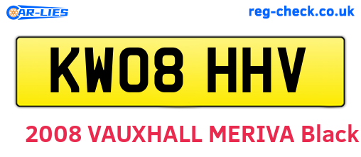 KW08HHV are the vehicle registration plates.