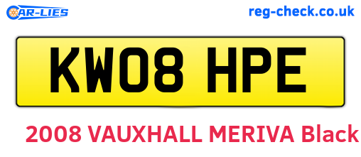 KW08HPE are the vehicle registration plates.