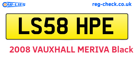 LS58HPE are the vehicle registration plates.