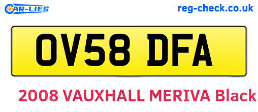 OV58DFA are the vehicle registration plates.