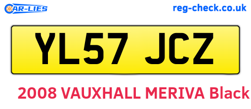 YL57JCZ are the vehicle registration plates.