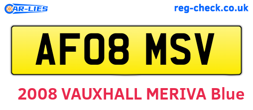 AF08MSV are the vehicle registration plates.