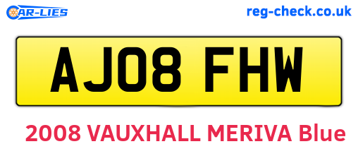 AJ08FHW are the vehicle registration plates.