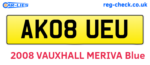 AK08UEU are the vehicle registration plates.
