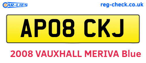 AP08CKJ are the vehicle registration plates.