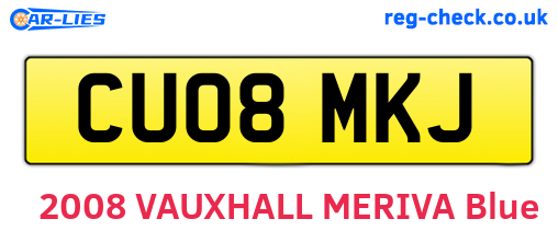 CU08MKJ are the vehicle registration plates.