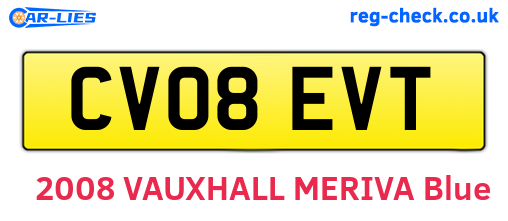CV08EVT are the vehicle registration plates.