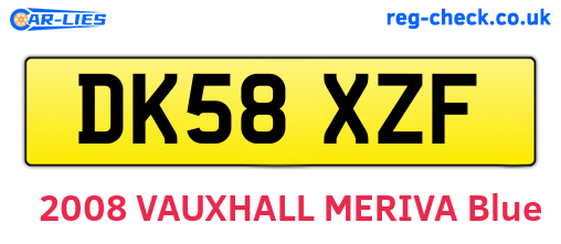 DK58XZF are the vehicle registration plates.
