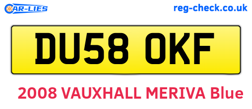 DU58OKF are the vehicle registration plates.