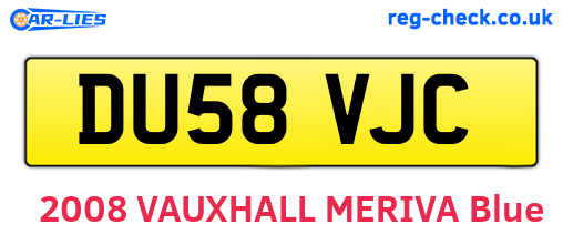 DU58VJC are the vehicle registration plates.