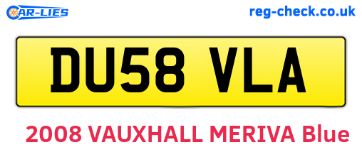 DU58VLA are the vehicle registration plates.