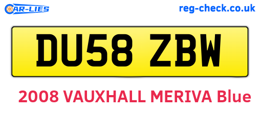 DU58ZBW are the vehicle registration plates.